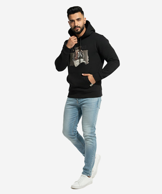 Men's Printed Hoodie - Black Tsh-5996