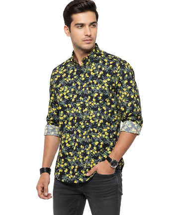Men's Casual Shirt - Shc-1607 Printed Yellow