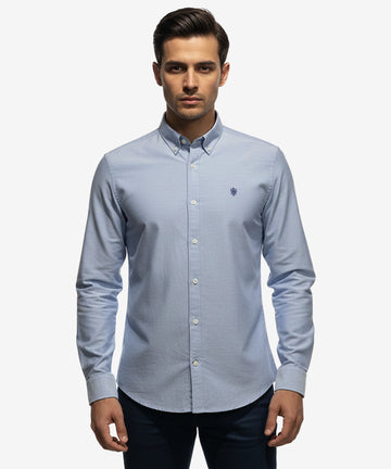 Men's Casual Shirt - Shc-1079 L-Blue A