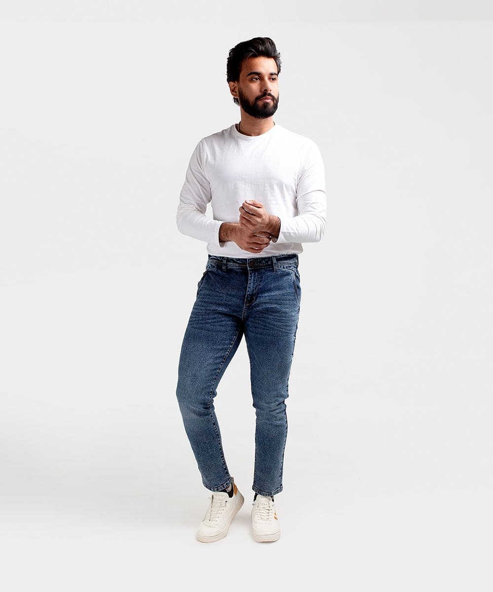 HR Clothing Men's Denim -Wash Blue JP-1847