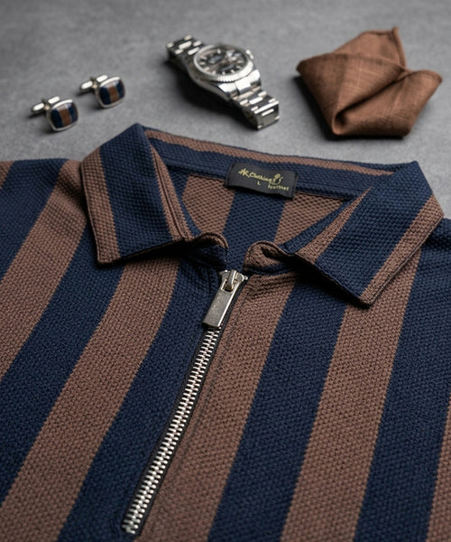 MEN'S T-SHIRT COLLAR NAVY STRIPE Old Money TSH-7160