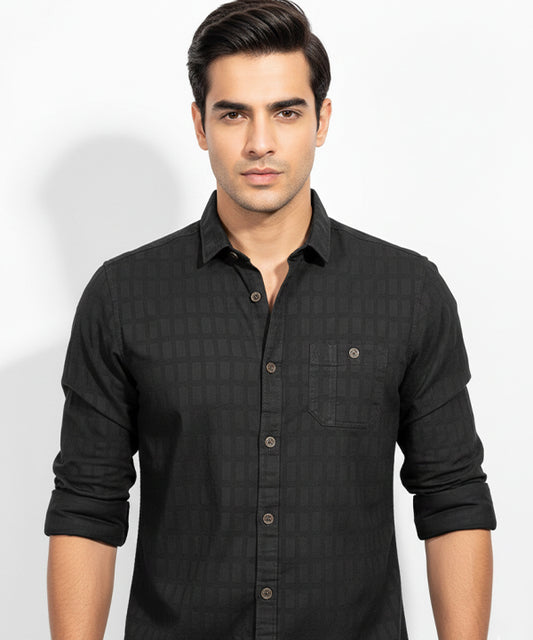 Men's Casual Shirt - Shc-1724 Texture Black