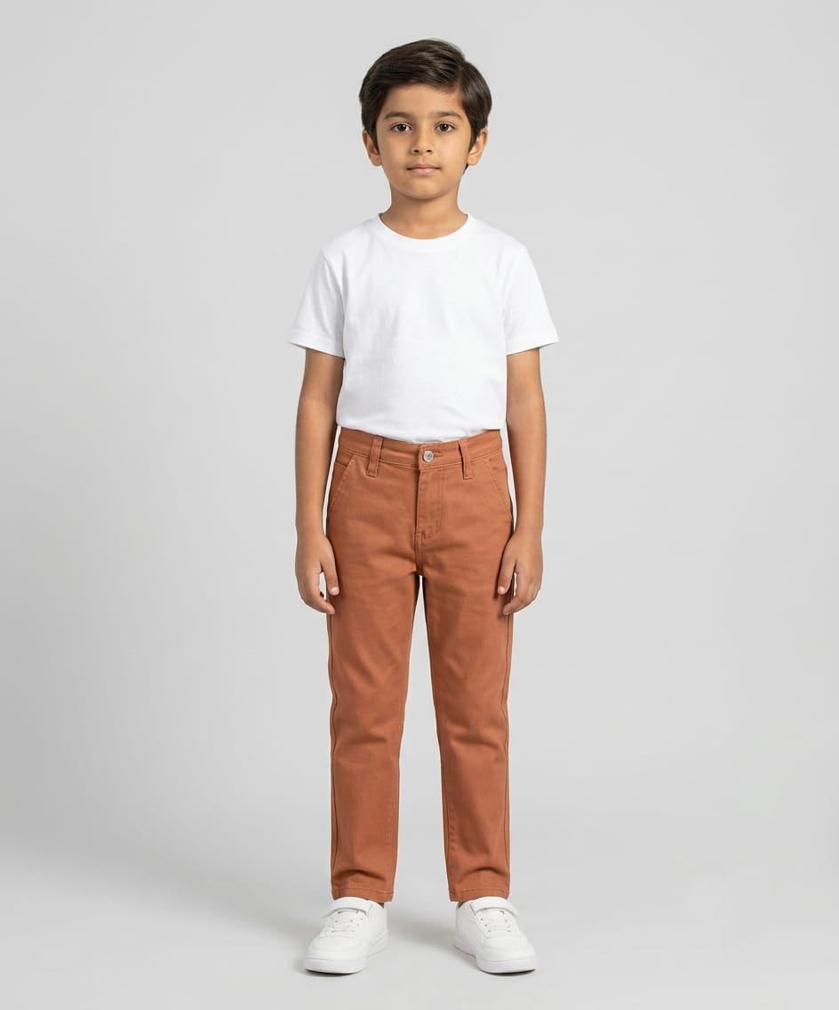 Kids Cotton Chino Pant - Bcp-0034 Rust