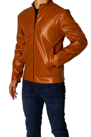 Men's Faux Leather Jacket Jk-0287 Mustard