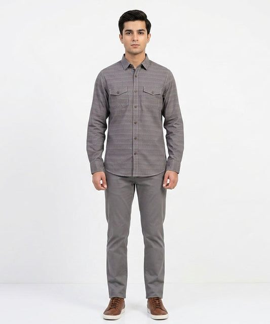 Men's Casual Shirt - Texture Grey Shc-1723 ORG