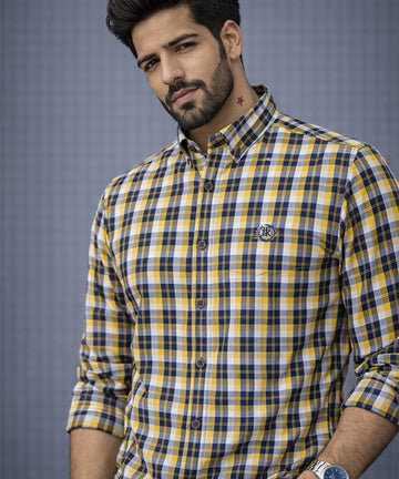 Men's Casual Shirt - Shc-1701 Yellow Chk