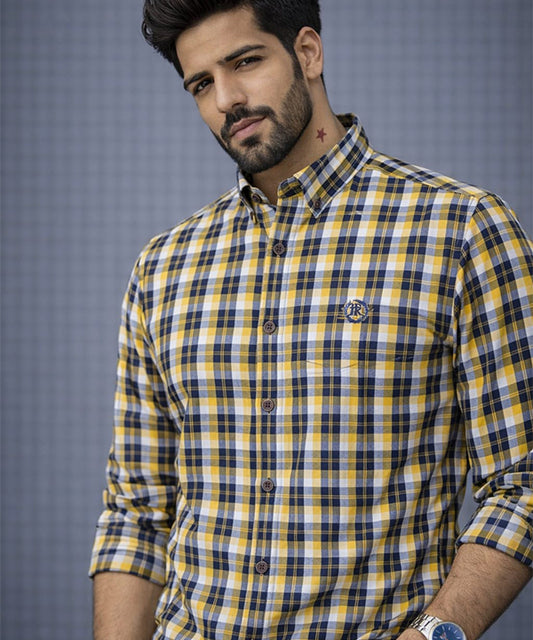 Men's Casual Shirt - Shc-1701 Yellow Chk