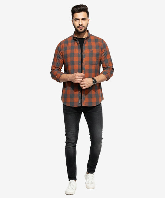 Men's Casual Shirt - Shc-1189 G-Rust Chk