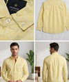 Men's Over Size Casual Shirt - Texture Yellow Shc-1938 ORG