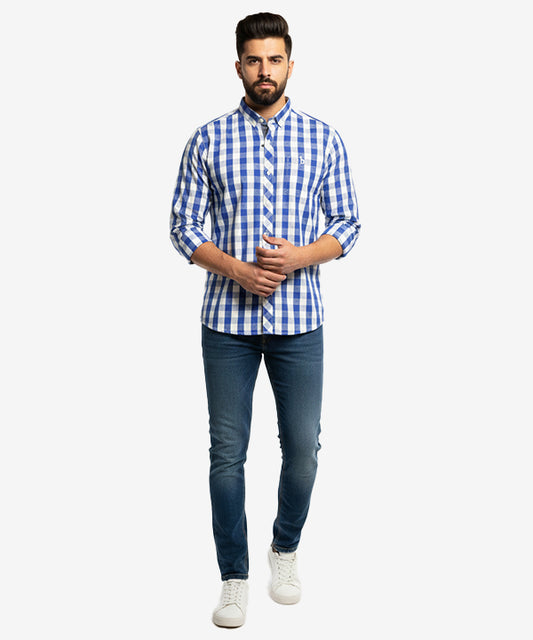 Men's Casual Shirt - Shc-1488 Blue Chk A