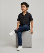 HR clothing Kids Half Sleeves Shirt - Black BSH-0116