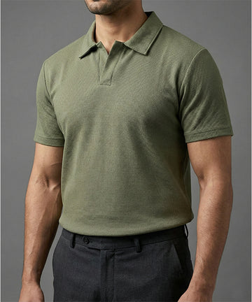 Men's T-Shirt Johnny Collar Green Tsh-5991