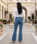 HR Clothing Women's Bell Bottom Denim Jeans-LJP-0084–Blue