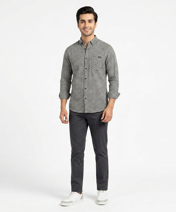 Men's Over Size Casual Shirt - Black Chk Shc-1933 ORG