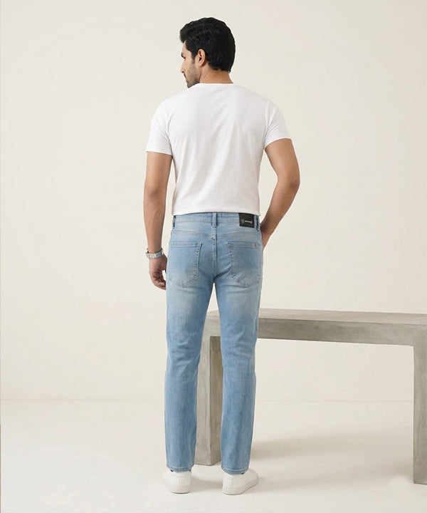 Men's Denim Straight Fit Jeans - Sky-Blue - JP-2262