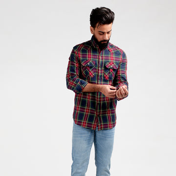 HR Clothing Men's Casual Checkered Shirt - Multi