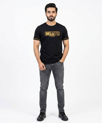 HR Clothing Men’s Printed T-Shirt – Black TSH-5684