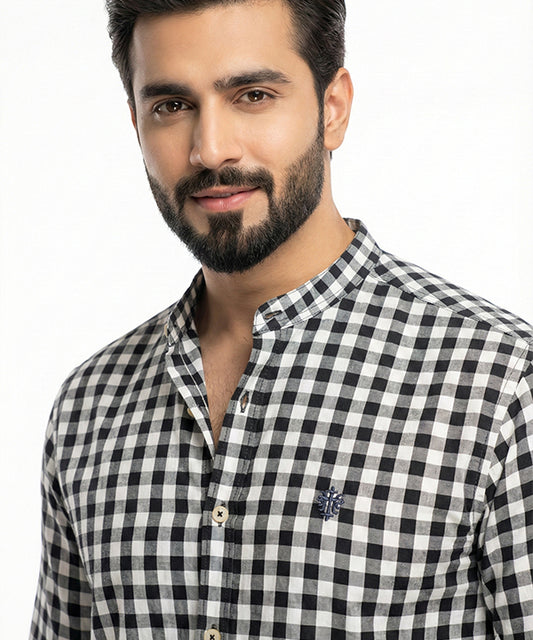Men's Casual Shirt - Shc-1443 Black Chk