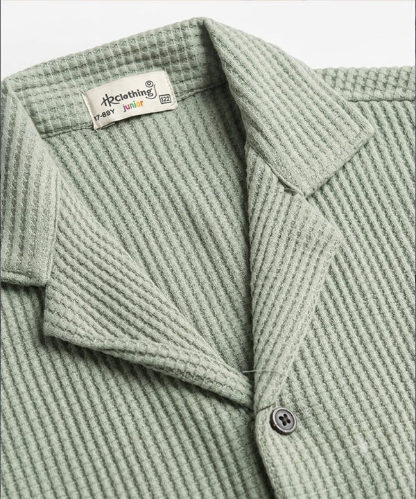 HR clothing Kids Half Sleeves Shirt - L-Green BSH-0116