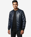 Men's Faux Leather Jacket Jk-0443 Navy