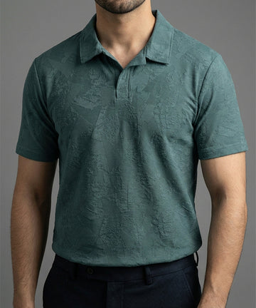 Men's T-Shirt Collar Green Tsh-7025