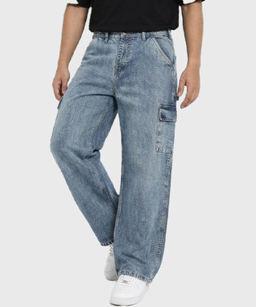 Men's Baggy Carpenter Denim - Wash Blue Jp-2080