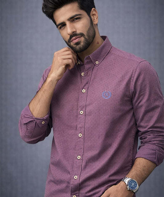 Men's Casual Shirt - Shc-1063 Dotted Maroon