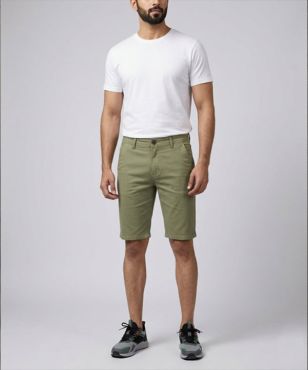 Men’s Summer Cotton Texture Green Shorts- BR-0103