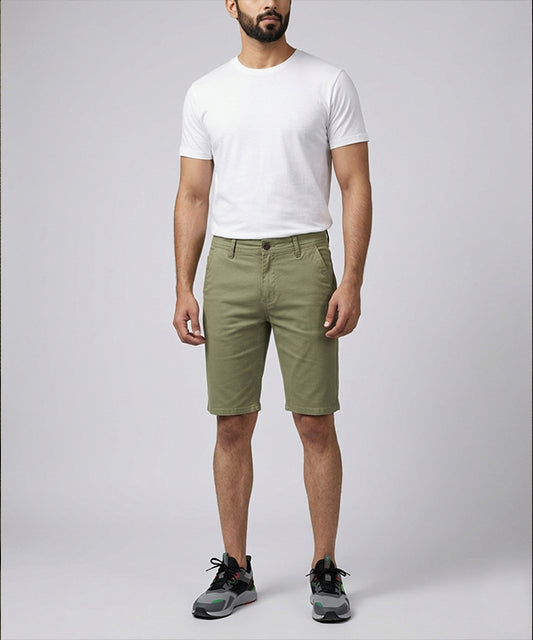 Men’s Summer Cotton Texture Green Shorts- BR-0103