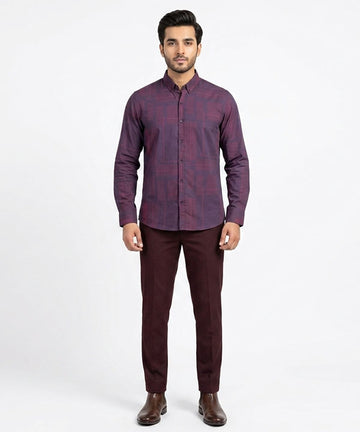 Men's Casual Shirt - Shc-1106 Dotted Maroon