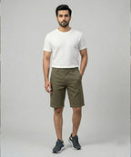 Men’s Summer Cotton Texture Green Shorts- BR-0102