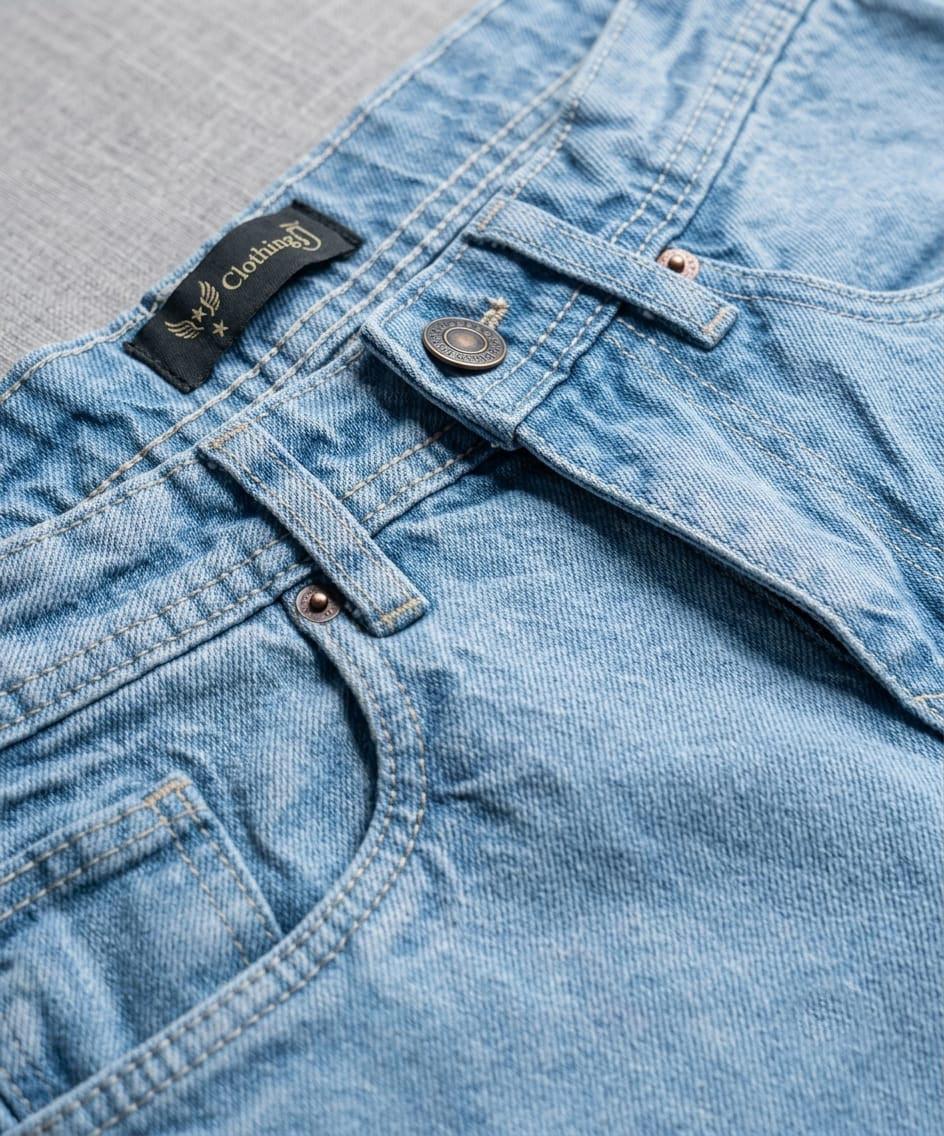 Men's Denim Smart Baggy Jeans - Sky-Blue - JP-2264