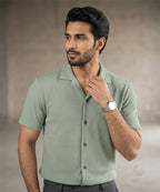 Men's Thermal Half sleves Shirt -L-Green Shc-3086