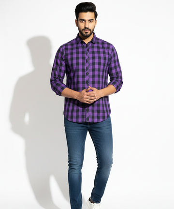 Men's Casual Shirt - Shc-0593 Purple Chk