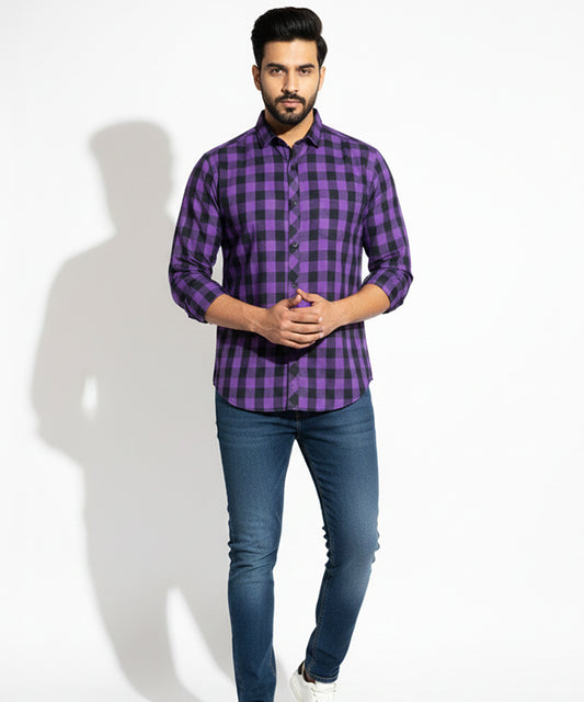 Men's Casual Shirt - Shc-0593 Purple Chk
