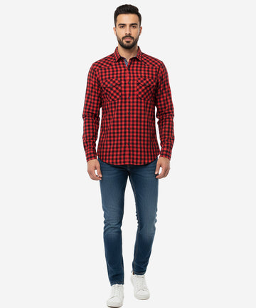 Men's Casual Shirt - Shc-1579 Red Chk A