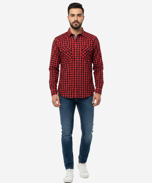 Men's Casual Shirt - Shc-1579 Red Chk A