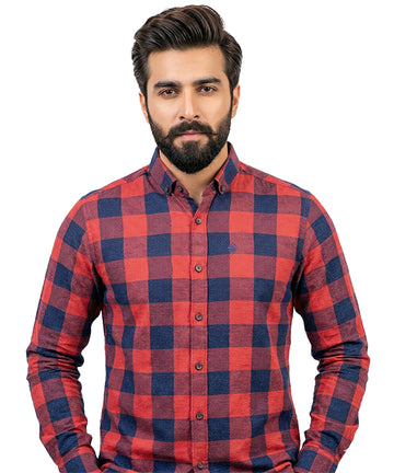 Men's Casual Shirt - Shc-1459 N/Red Chk