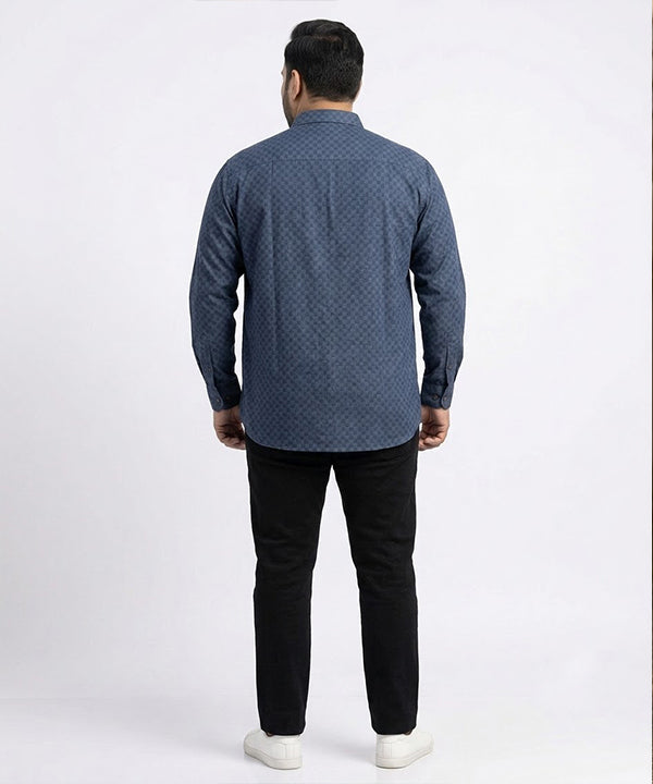 Men's Over Size Casual Shirt - Texture-Navy Shc-1391 (ORG-H)