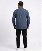 Men's Over Size Casual Shirt - Texture-Navy Shc-1391 (ORG-H)