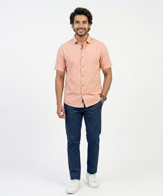 Men's Casual L-Pink Half Sleves Shc-2071