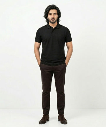 A|X Logo Self-Textured Polo T-Shirt TSH-7163 Black