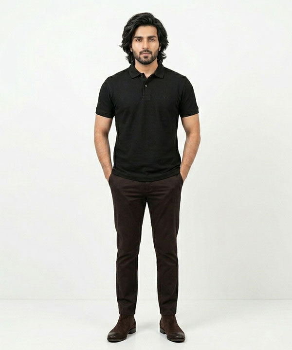 A|X Logo Self-Textured Polo T-Shirt TSH-7163 Black