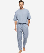 HR Clothing Men's Linen Trousers - L Blue LWR-0537
