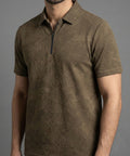 Men's T-Shirt Collar Brown Zip Style Tsh-7024