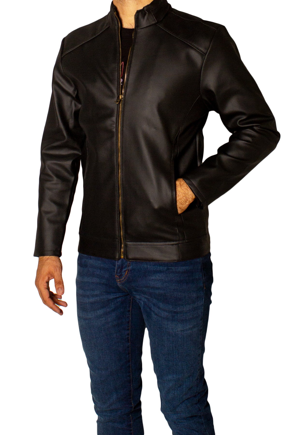 Men's Faux Leather Jacket Jk-0316 Black