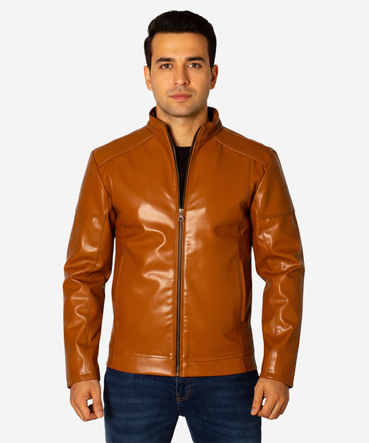 Men's Faux Leather Jacket Jk-0316 Camel