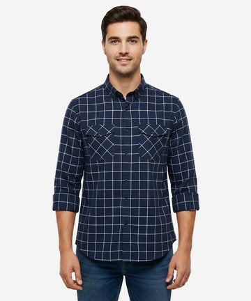 Men's Casual Shirt - Shc-1759 Navy Chk