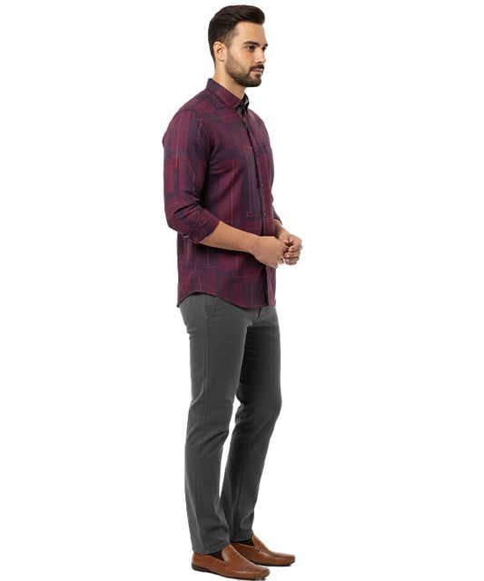 Men's Casual Shirt - Shc-1106 Dotted Maroon