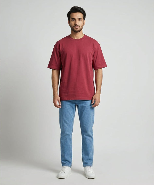 HR Clothing Men's Maroon Drop Shoulder T-Shirt - TSH-7208